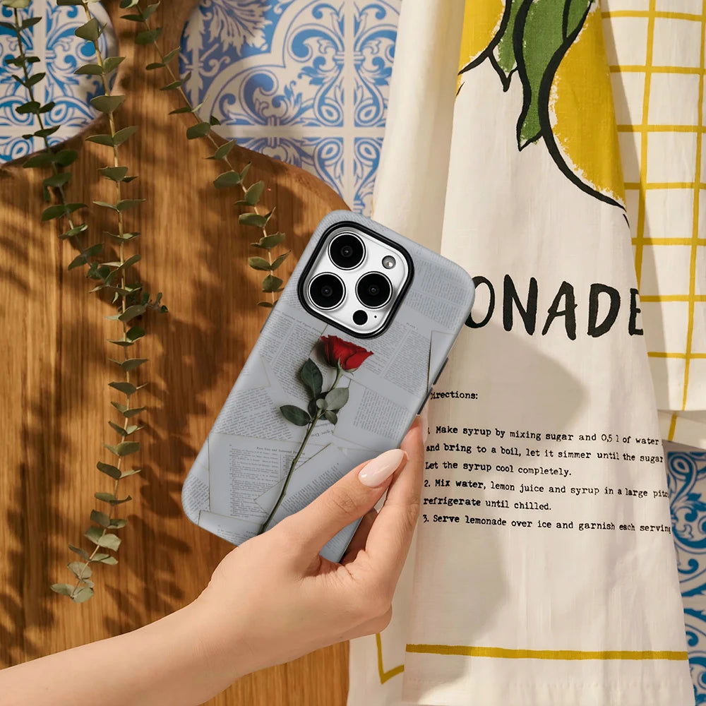 Roses and Pages Phone Case for IPhone 16 15 14 13 12 11 X XS XR XSMAX 7 8 Pro Max Plus Double-layer Back Cover