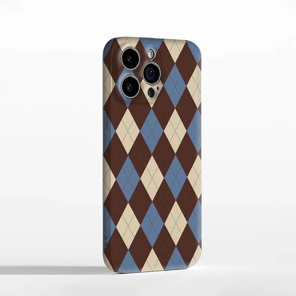Vintage Diamond Plaid IPhone17 Must-Haves Phone Case for IPhone 17 16 15 14 13 12 Pro Max Plus Double-layer Back Cover