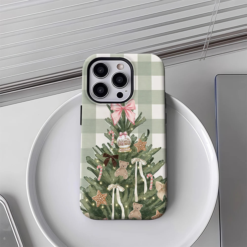 Christmas Tree Green Checkerboard IPhone17 Must-Haves Phone Case for IPhone 17 16 15 14 13 Pro Max Plus Double-layer Back Cover