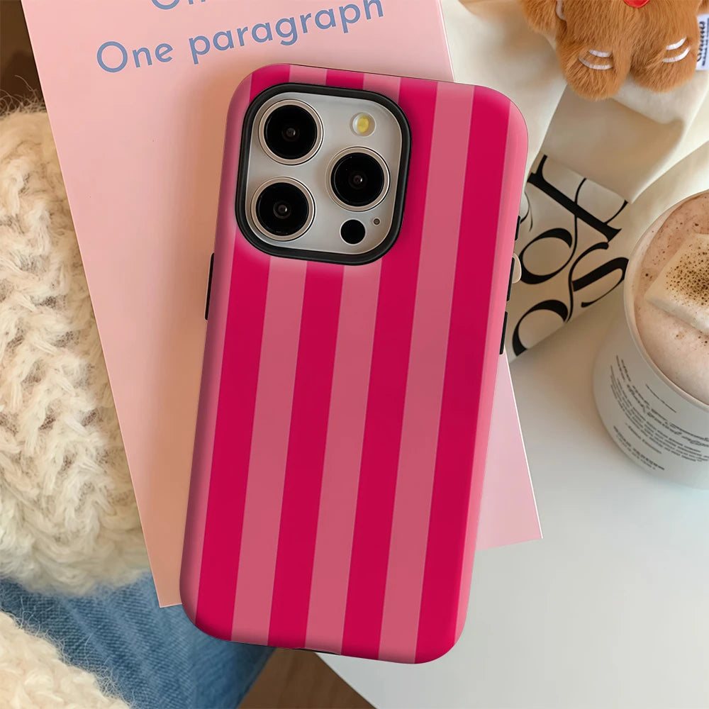 Pink Vertical Stripes IPhone17 Must-Haves Phone Case for IPhone 17 16 15 14 13 12 11 Pro Max Plus Double-layer Back Cover