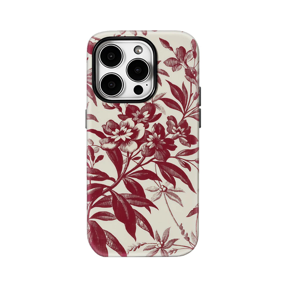 Cream Red Flower Phone Case for IPhone 16 15 14 13 12 11 X XS XR XSMAX 7 8 Pro Max Plus Double-layer Back Cover