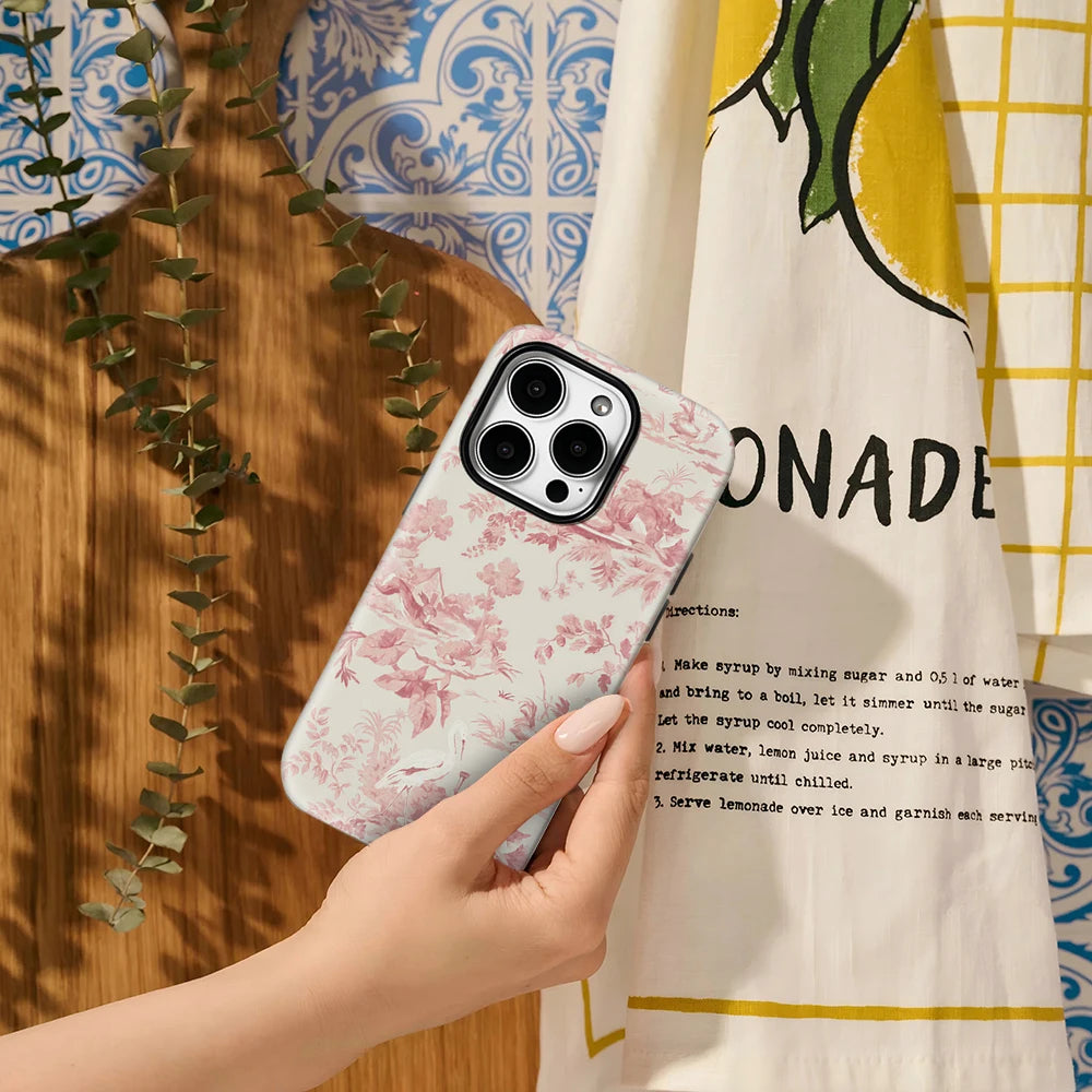 Pink Pastoral Phone Case for IPhone 16 15 14 13 12 11 X XS XR XSMAX 7 8 Pro Max Plus Double-layer Back Cover