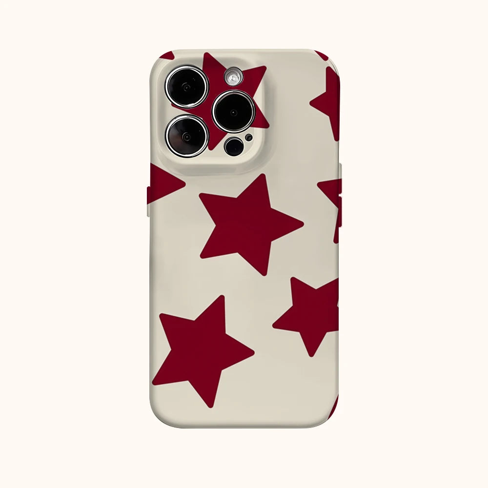 Cream Red Heart Phone Case for IPhone 16 15 14 13 12 11 X XS XR XSMAX 7 8 Pro Max Plus Double-layer Back Cover