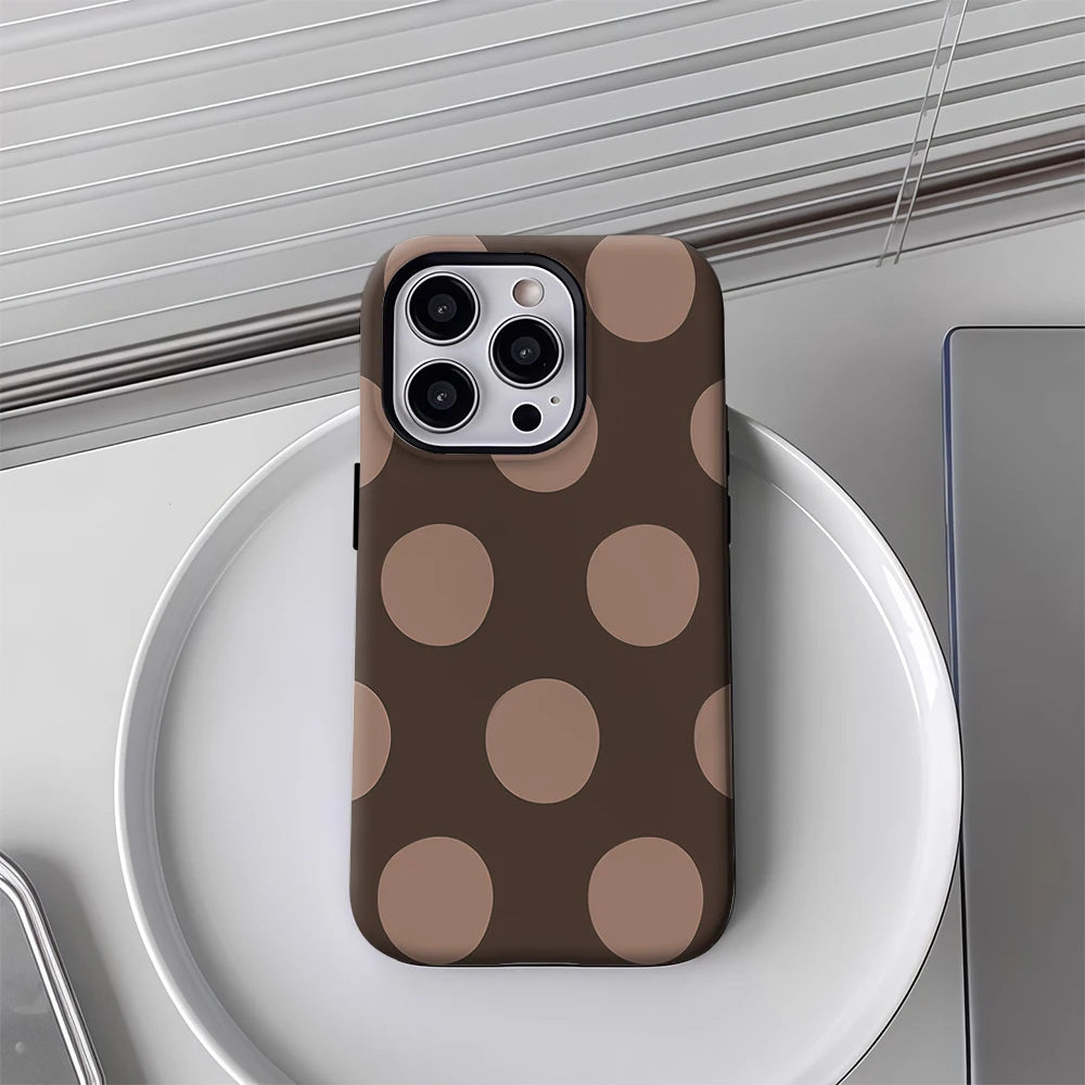 Brown Background with Dots IPhone17 Must-Haves Phone Case for IPhone 17 16 15 14 13 12 Pro Max Plus Double-layer Back Cover