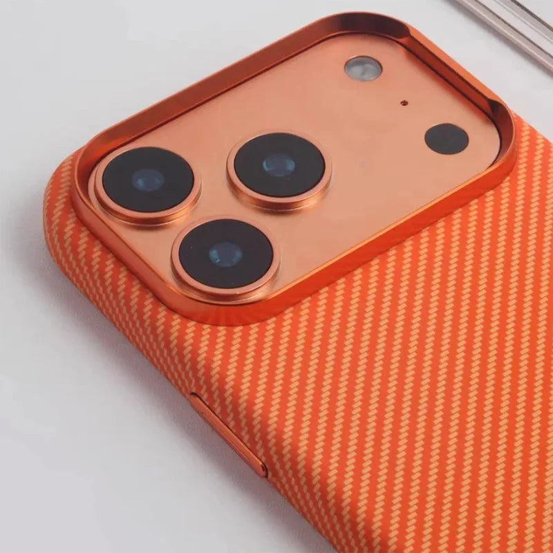 High Quality Carbon Fiber Texture for Magsafe Case For IPhone 17Pro Max 17 Pro Hard Alloy Lens Protection PC Shockproof Cover