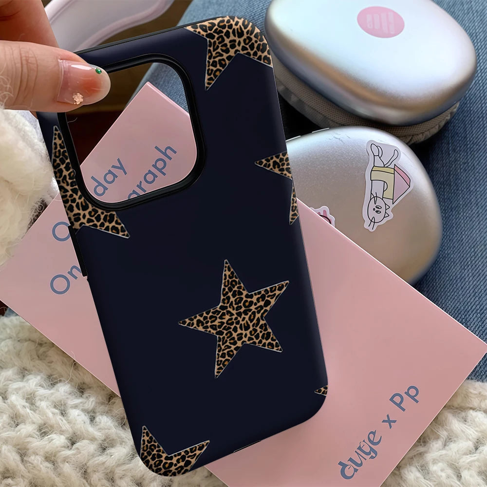 Leopard Starry Night IPhone17 Must-Haves Phone Case for IPhone 17 16 15 14 13 12 11 Pro Max Plus Double-layer Back Cover