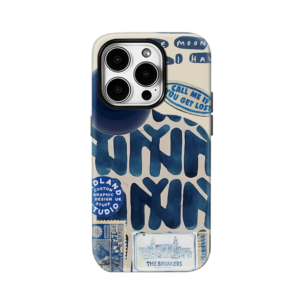 Fragments of Blues Art Phone Case for IPhone 16 15 14 13 12 11 X XS XR XSMAX 7 8 Pro Max Plus Double-layer Back Cover