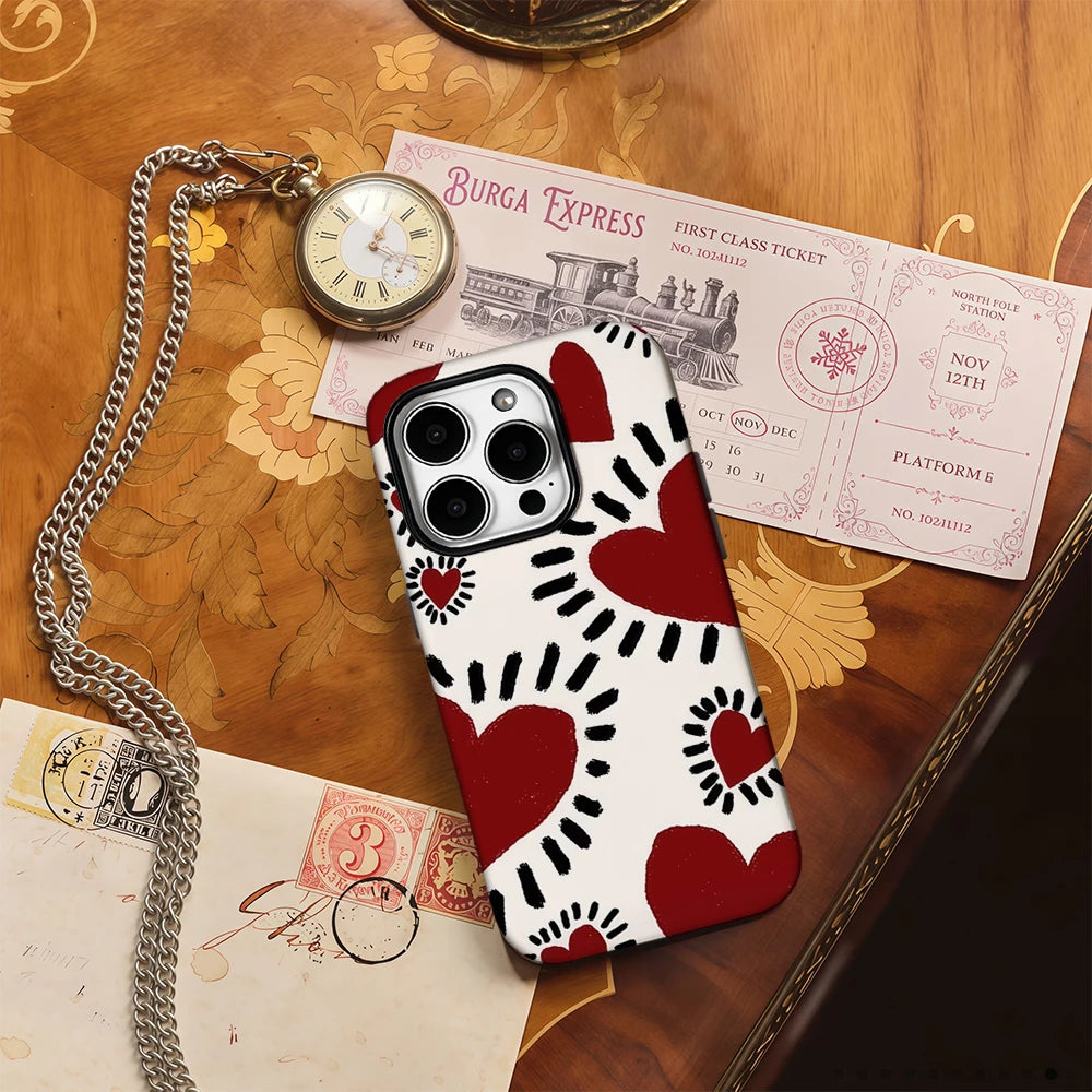 Illustration Love Phone Case for IPhone 16 15 14 13 12 11 X XS XR XSMAX 7 8 Pro Max Plus Double-layer Back Cover