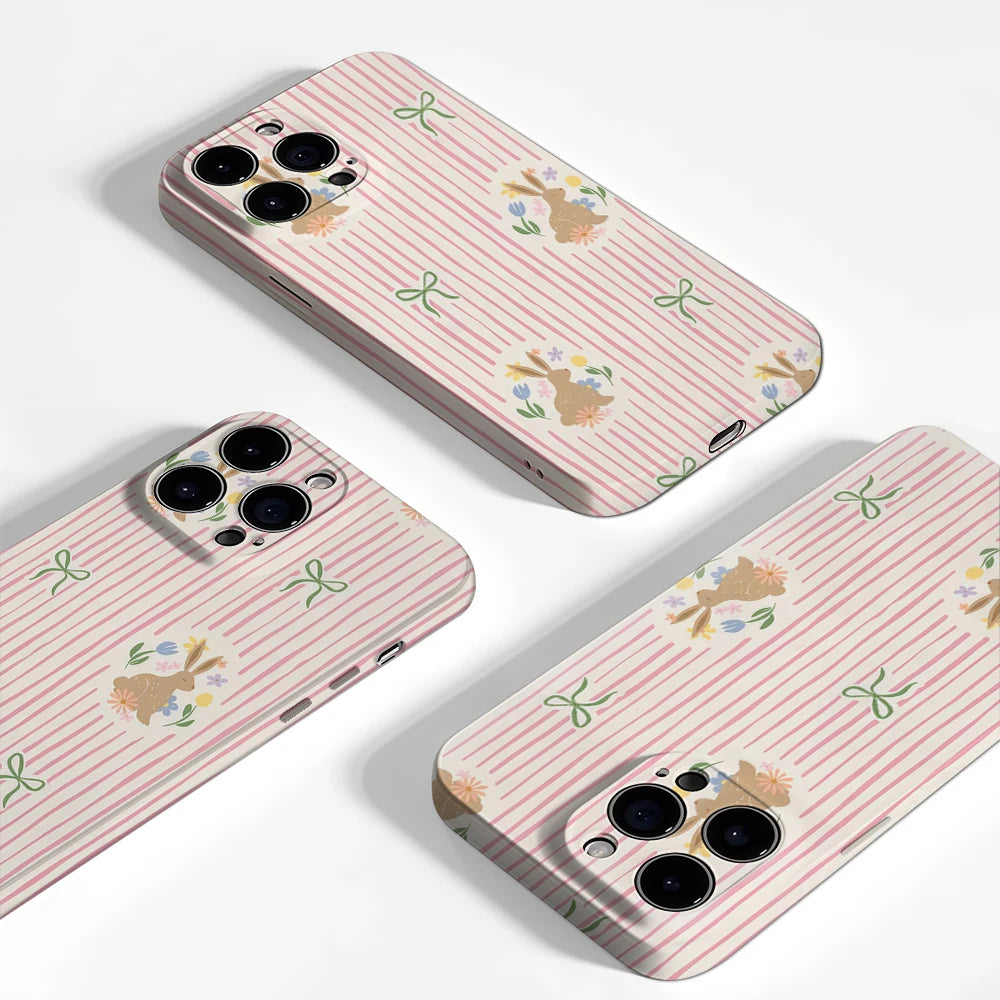Rabbits and Bows on Pink IPhone17 Must-Haves Phone Case for IPhone 17 16 15 14 13 12 Pro Max Plus Double-layer Back Cover