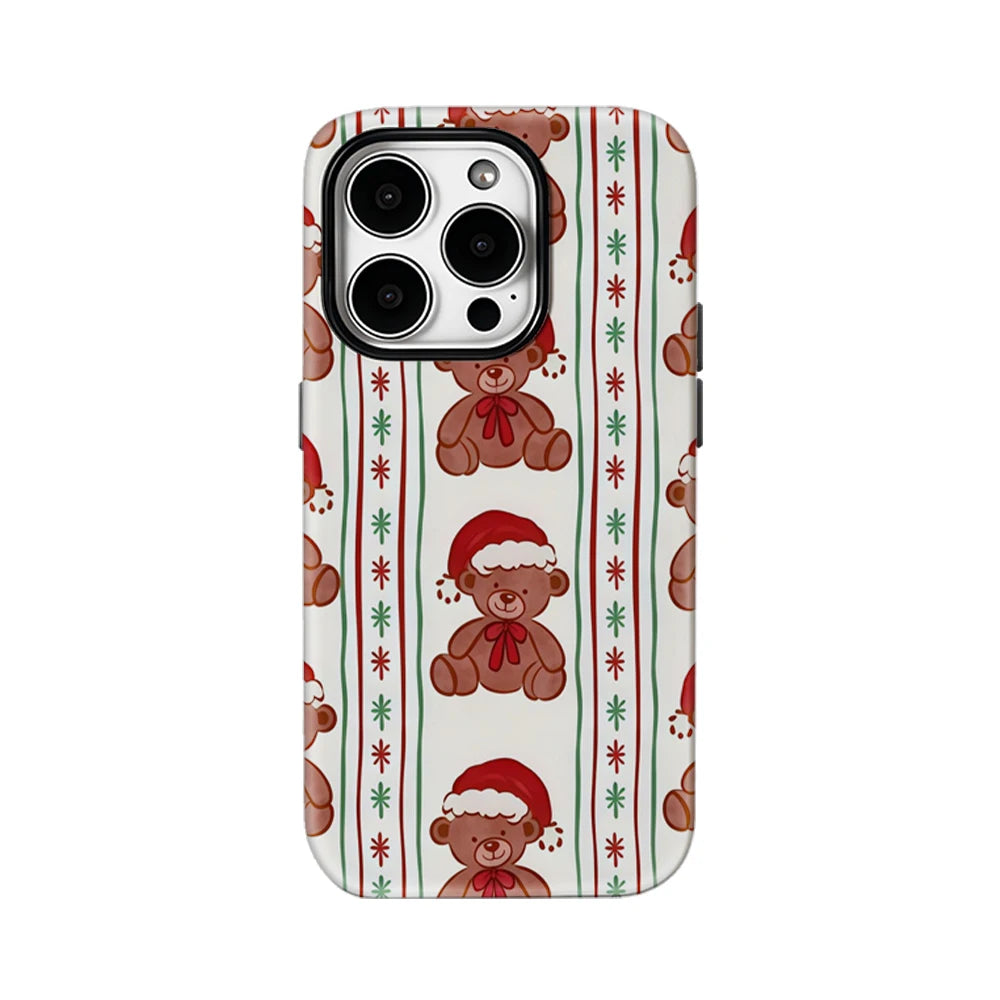 Christmas Teddy Bear Stripes IPhone17 Must-Haves Phone Case for IPhone 17 16 15 14 13 12 Pro Max Plus Double-layer Back Cover