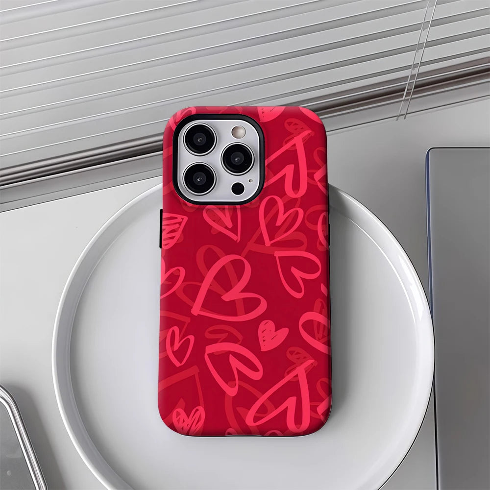 Red Heart IPhone17 Must-Haves Phone Case for IPhone 17 16 15 14 13 12 150 Pro Max Plus Double-layer Back Cover