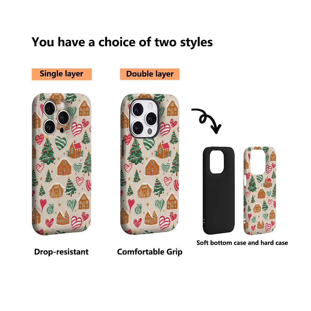 Christmas Gingerbread Pattern IPhone17 Must-Haves Phone Case for IPhone 17 16 15 14 13 12 Pro Max Plus Double-layer Back Cover