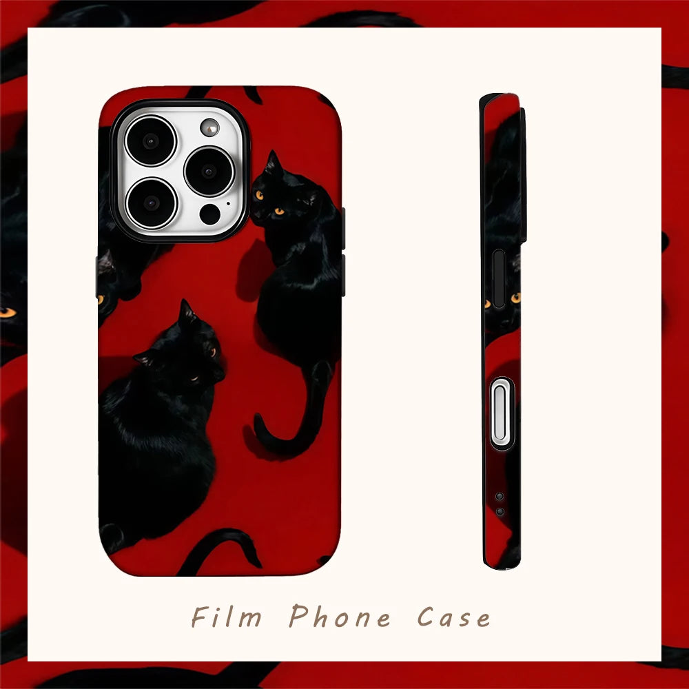 Red and Black Gaze Phone Case for IPhone 16 15 14 13 12 11 X XS XR XSMAX 7 8 Pro Max Plus Double-layer Back Cover