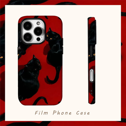 Red and Black Gaze Phone Case for IPhone 16 15 14 13 12 11 X XS XR XSMAX 7 8 Pro Max Plus Double-layer Back Cover