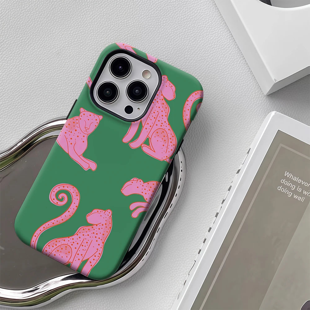Pink Leopard Green IPhone17 Must-Haves Phone Case for IPhone 17 16 15 14 13 12 Pro Max Plus Double-layer Back Cover