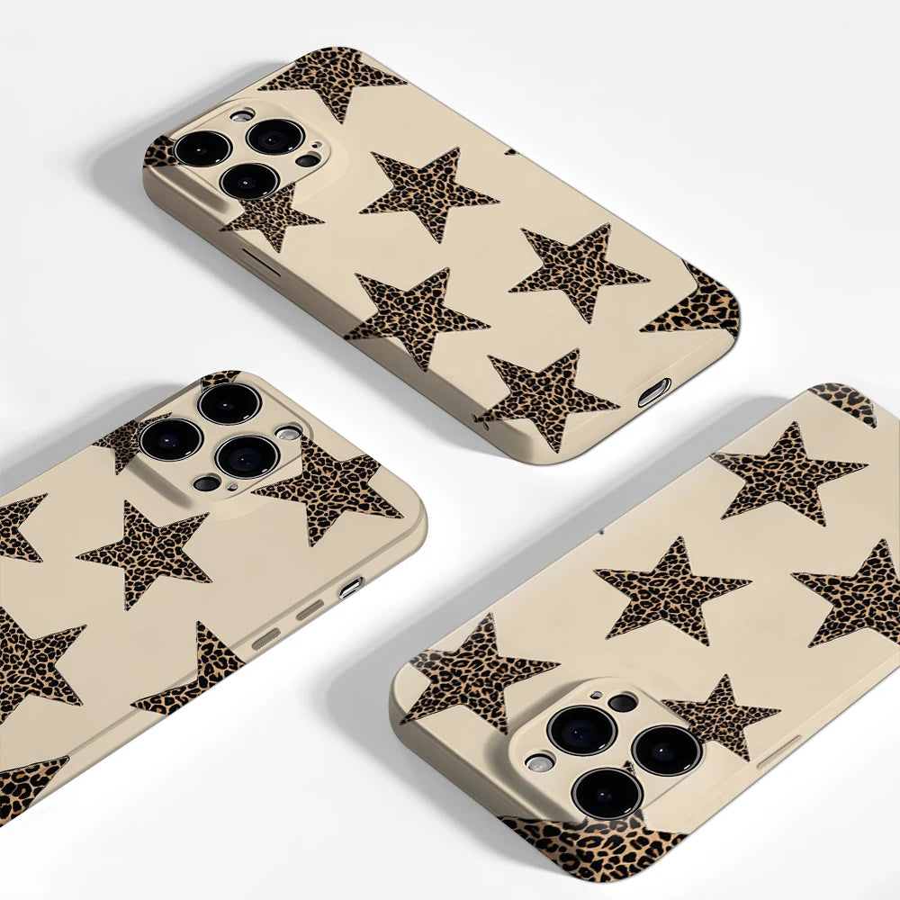 Leopard Print Stars IPhone17 Must-Haves Phone Case for IPhone 17 16 15 14 13 12 Pro Max Plus Double-layer Back Cover