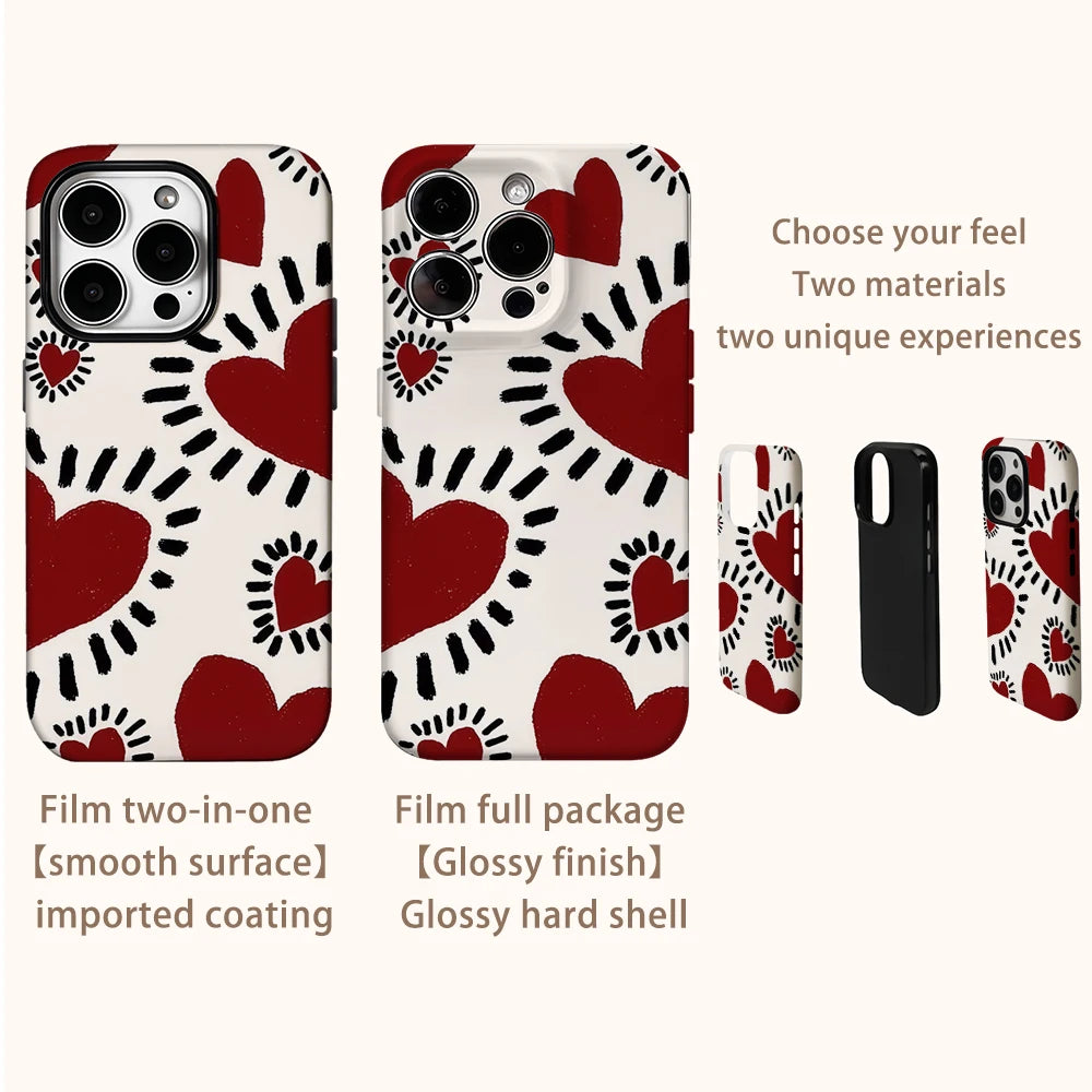 Illustration Love Phone Case for IPhone 16 15 14 13 12 11 X XS XR XSMAX 7 8 Pro Max Plus Double-layer Back Cover