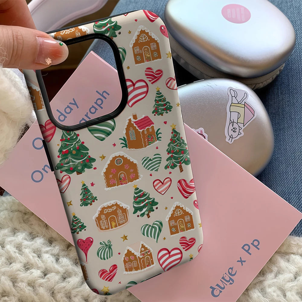 Christmas Gingerbread Pattern IPhone17 Must-Haves Phone Case for IPhone 17 16 15 14 13 12 Pro Max Plus Double-layer Back Cover