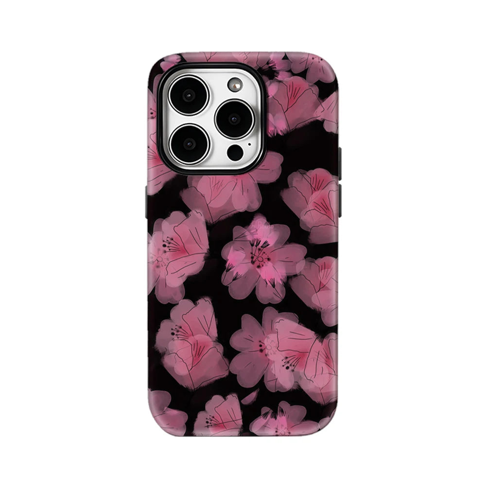 Pink Flowers on Black IPhone17 Must-Haves Phone Case for IPhone 17 16 15 14 13 12 Pro Max Plus Double-layer Back Cover
