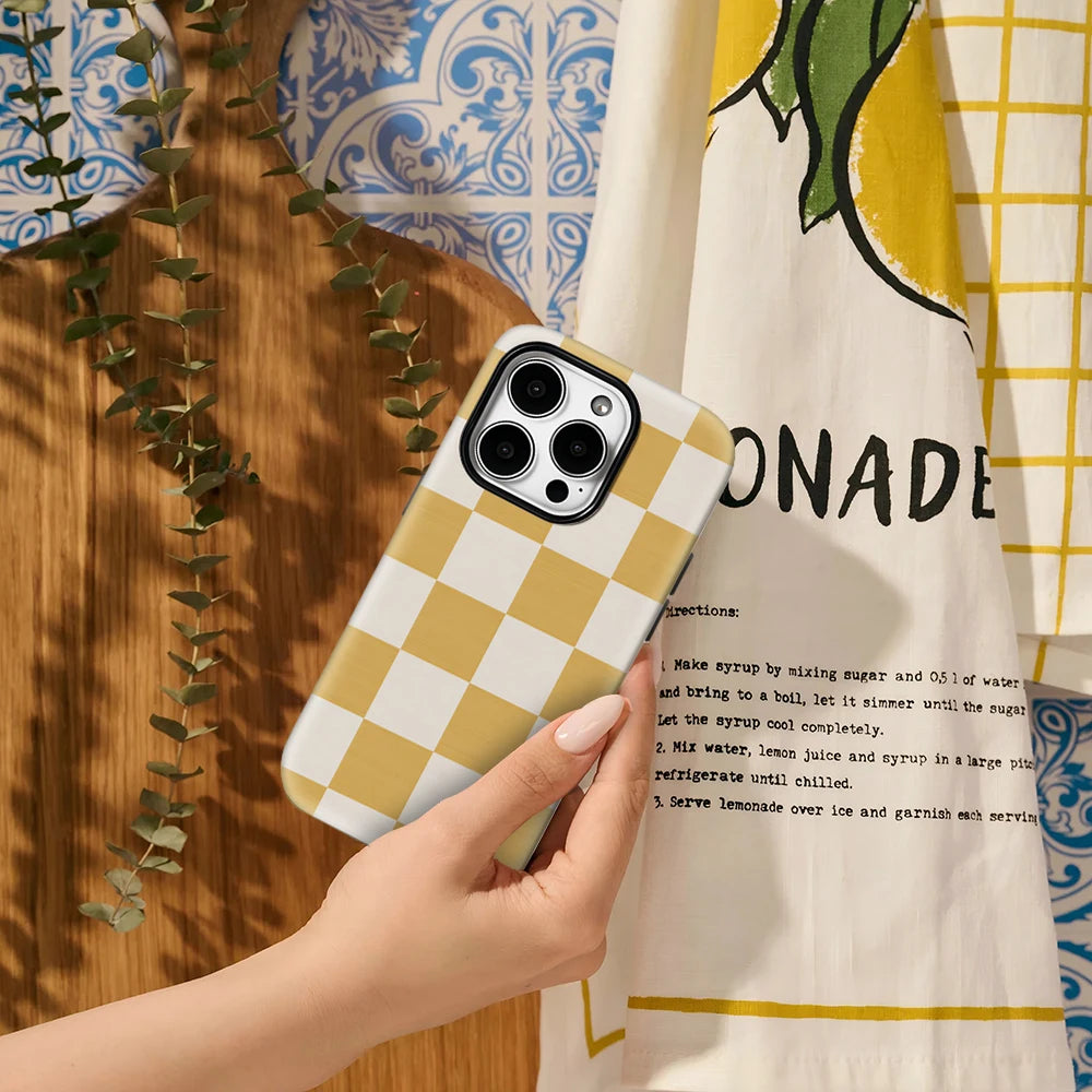 Sunny Checkerboard Phone Case for IPhone 17AIR 16E 16 15 14 13 12 11 17 Pro Max Plus Double-layer Back Cover