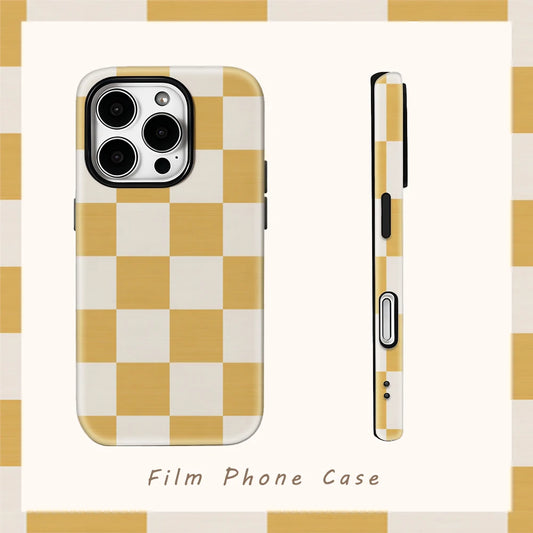 Sunny Checkerboard Phone Case for IPhone 17AIR 16E 16 15 14 13 12 11 17 Pro Max Plus Double-layer Back Cover