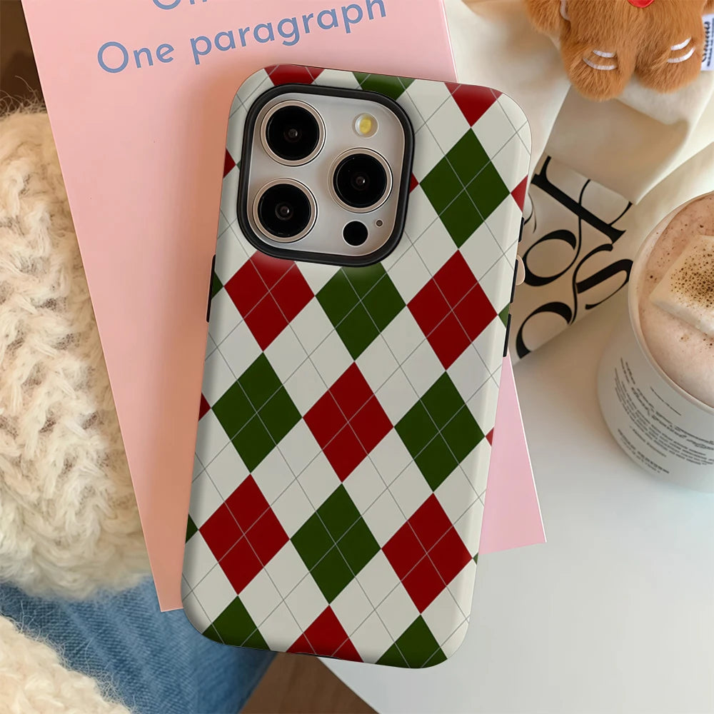 Argyle Classic Christmas IPhone17 Must-Haves Phone Case for IPhone 17 16 15 14 13 12 11 Pro Max Plus Double-layer Back Cover